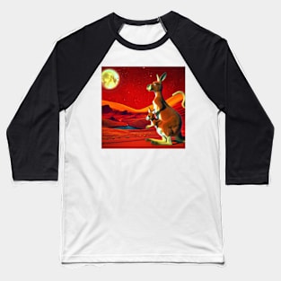 Kangaroo mother and joey looking at earth from mars Baseball T-Shirt